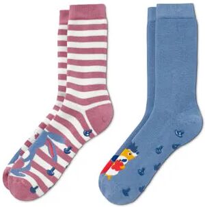 Tchibo - 2 Paar Antirutsch-Socken - Blau/Gestreift -Kinder - Gr.: 39-42 Baumwolle 1x 39-42