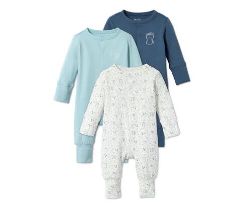 Tchibo - 3 Baumwoll-Pyjamas - Hellblau -Baby - 100% Baumwolle - Gr.: 62/68 Baumwolle 1x 62/68