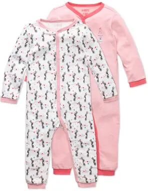 Tchibo - 2 Pyjamas - Weiss/Gemustert -Baby - 100% Baumwolle - Gr.: 86/92 Baumwolle Rosa 86/92