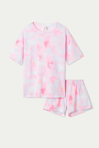 Tezenis Krátké Dívčí Pyžamo s Potiskem Tie&Dye; Dívka Multicolor Größe 2-3