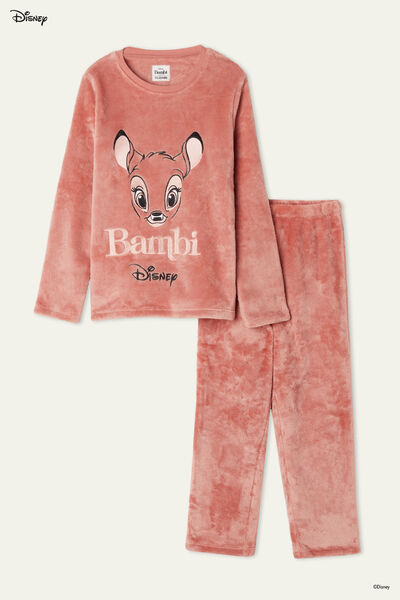 Tezenis Dlouhé Dívčí Flísové Pyžamo s Disneyovským Potiskem Bambi Dívka Ružová Größe 4-5