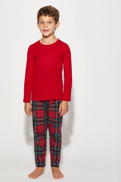 Tezenis Unisexové tričko s dlouhými rukávy z teplé bavlny Chlapec Cervená Größe 2/3
