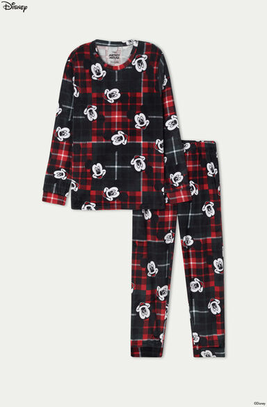 Tezenis Dlouhé Dětské Pyžamo z Mikroflísu Mickey Mouse Unisex Unisex Cerná Größe 2-3