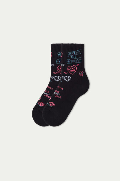 Tezenis Krátké Bavlněné Ponožky se Vzorem Unisex Cerná Größe 25-30