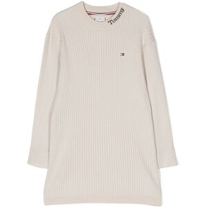 Tommy Hilfiger Junior Geripptes Kleid mit Logo-Print - Nude 4/8/10 Unisex