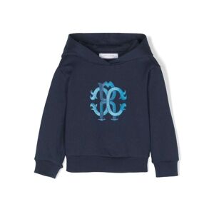 Roberto Cavalli Junior monogram-embroidered rib-trimmed hoodie - Blau 6 mths/9 mths/12 mths/18 mths/2 yrs/3 yrs Unisex