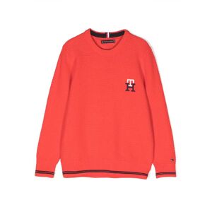 Tommy Hilfiger Junior Sweatshirt mit Waffelstrick-Muster - Rot 3/4/8/10/12/14/16 Unisex