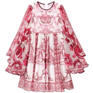 Dolce & Gabbana Kids Chiffonkleid mit Majolica-Print - Weiß 8/10/12/14/2/3/4/5/6 Unisex