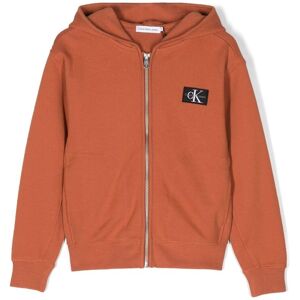 Calvin Klein Kids logo-patch hooded cotton jacket - Orange 10/12/14/16 Unisex