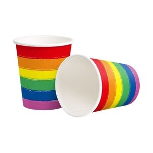 10 Becher Regenbogen mit Bio-Beschichtung Rainbow bunt