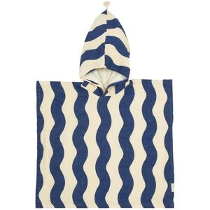 Nobodinoz - Portofino Musselin Poncho 6-9 Jahre, blue waves waffle