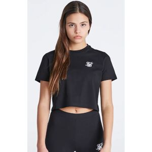 SikSilk Mädchen Schwarzes Essentials Cropped T-Shirt 9-10 YRS