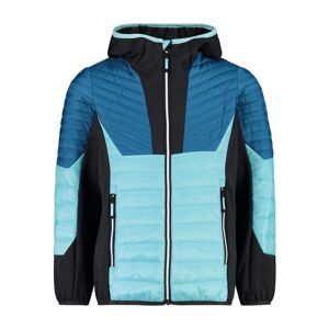 CMP Girls Hybrid Jacket FIX Hood Colorblock / Blau, Mädchen Anoraks, Größe 140 - Farbe Acqua