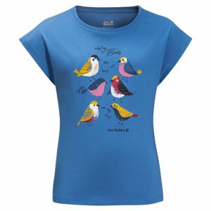 Jack Wolfskin Girls Tweeting Birds T Blau, Mädchen Kurzarm-Shirts, Größe 176 - Farbe Wave Blue