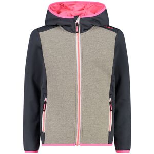 CMP Girls Jacket FIX Hood Stretch Performance Colorblock / Beige / Grau, Mädchen Jacken, Größe 176 - Farbe Titanio - Fumo Mel.