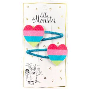 Monster Cable Haarspange BIG RAINBOW HEARTS 2er Set