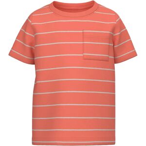 name it - T-Shirt NMMVES gestreift in coral, Gr.98