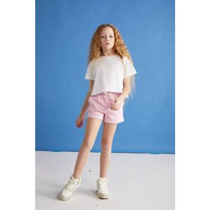 GRIMELANGE Bitten-grm24024 Kurzarm-t-shirt Für Mädchen Mit Aufdruck Und Kontrastfarbenem Kragen, 100 % Baumwolle, Rosa für Damen - 9–10 Jahre