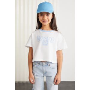 GRIMELANGE Bitten T-shirt Für Mädchen, 100 % Baumwolle, Bedruckt, Kragen In Kontrastfarbe, Kurzärmlig, Blau für Damen - 9–10 Jahre