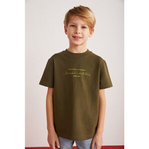 GRIMELANGE Rune Jungen-t-shirt Aus 100 % Baumwolle, Kurzärmelig, Bedruckt, Rundhalsausschnitt, Khaki - 9–10 Jahre