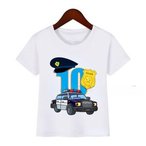Smileday Neue Zahlen 1-10 Polizeiauto Geburtstag Bedrucktes T-Shirt Kinder Polizeiauto Geburtstag Junge T-Shirt Geschenk
