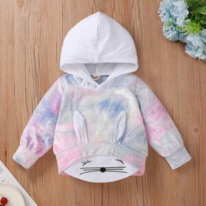 Lead72er (Su)Neugeborenen Baby Mädchen Tie-Dye 3d Kaninchen Ohren Druck Wildleder Hoodie Tops Outfits