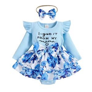 Little Fashionistas Kleinkind Baby Mädchen Strampler Kleid Brief Stickerei Gestrickte Gerippte Blumen Druck Rüschen Tutu Bodys Mit Schleife Stirnband