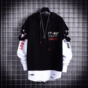 Topmall Hoodies Männlichen Hip Hop Punk Streetwear Pullover Mode Lässig Sweatshirts Schwarz Farbe Sweatshirt Frühling Herbst Junge Mädchen Top