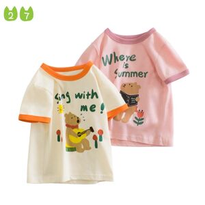 27kids Kurzarm-T-Shirt Für Mädchen, Sommer-Neues, Lässiges Kinder-Top