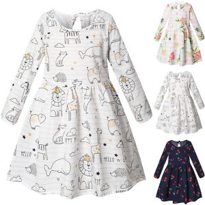 Bala Bala Kawaii Bedruckte Kinder Mädchen Langarm Prinzessin Kleider Blumen Swing Party Ballkleider