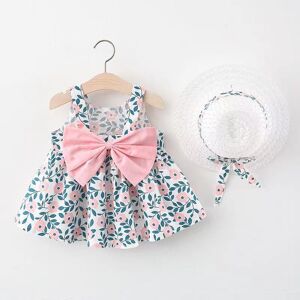 Honeycherry Sommer 2022 Neue Koreanische Stil Hosenträger Kleid Mädchen Baby Druck Bogen Mädchen Prinzessin Kleid Mit Hut