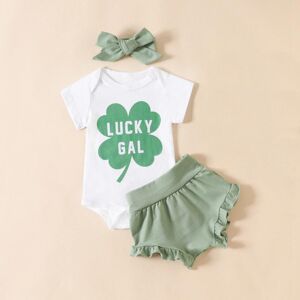 Selfyi St. Patricks Day Baby Mädchen Kleidung Set Vier-Blatt-Print Strampler Shorts Haarband 3 Stücke Neugeborenen Mädchen Outfits Anzug