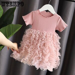 Wtempo Sommer Kinder Kleidung Mädchen Kleid Prinzessin Gaze Rock Flauschigen Patchwork Kuchen Rock