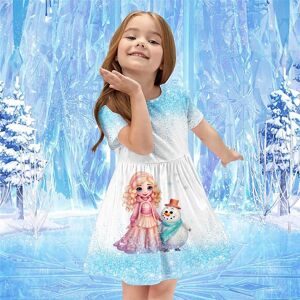 Duanshaofeng Mädchen 3d-Druck-Kleider, Kinder-Mädchen-Party, Ärmelloses Prinzessin-Kleid, Tank-Top, 3d-Mädchen-Schneemann-Druck-Kleid