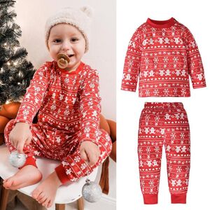 Getme Weihnachts-Baby-Kinder-Pyjama-Set Mit Rot Gestreiftem Hemd Und Hose, 2-Teilig, Für 1–5 Jahre