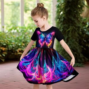 Duanshaofeng Mädchen 3d-Druck Kleider Kinder Mädchen Party Ärmelloses Prinzessinkleid Tank 3d Blaues Kristall-Schmetterlings-Druckkleid