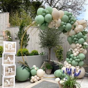 Ohoho Balloon Garland Retro Grün Beige Latex Luftballons Girlande Bogen Kit Baby Dusche Junge Geburtstag Party Dekorationen Ballons Taufe Dekor Hintergrund