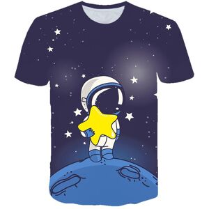 Ulao 3d-Druck Astronaut Sommer Cartoon 1–14 Jahre Kinder Angenehm Cool O-Ausschnitt Kurzarm Jungen Mädchen T-Shirt Schöne Kurze Ärmel