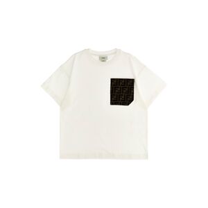 FENDI KIDS T-Shirt Mit Jacquard-Tasche - male - Weiß - 10