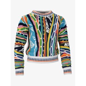 Carlo Colucci Strickpullover Mädchen Baumwolle Rundhals gestreift, weiß