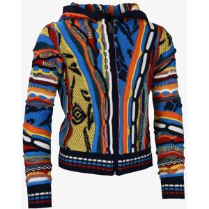 Carlo Colucci Strickpullover Jungen Baumwolle Kapuze gestreift, blau