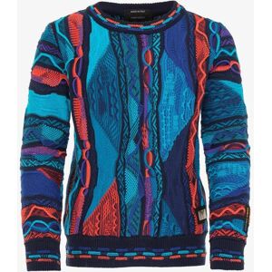 Carlo Colucci Pullover Kinder Baumwolle Rundhals gestreift, blau