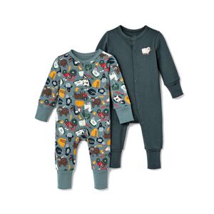 Tchibo 2 Baby-Pyjamas, schieferblau und Alloverprint - 1x schieferbau, 1x Bauernhof-Alloverprint - unisex - Size: 50/56