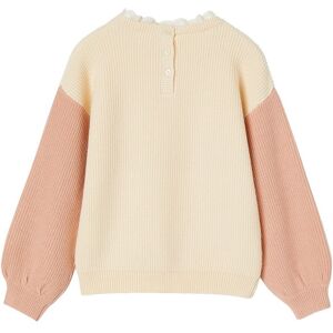 Vertbaudet Mädchen Pullover mit Volantkragen, Capsule Collection MAMA, TOCHTER & BABY Oeko-Tex beige