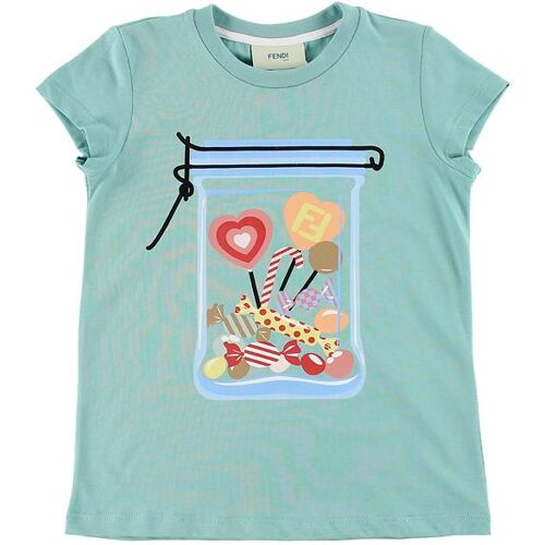 Fendi Kids T-Shirt – Minze m. Süßigkeiten – 8 Jahre (128) – Fendi T-Shirt