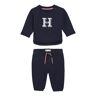 Shirt & Hose TOMMY HILFIGER "BABY ITHACA H SET" Gr. 86, blau (desert sky) Baby KOB Set-Artikel Outfits mit Logo-Stickereien