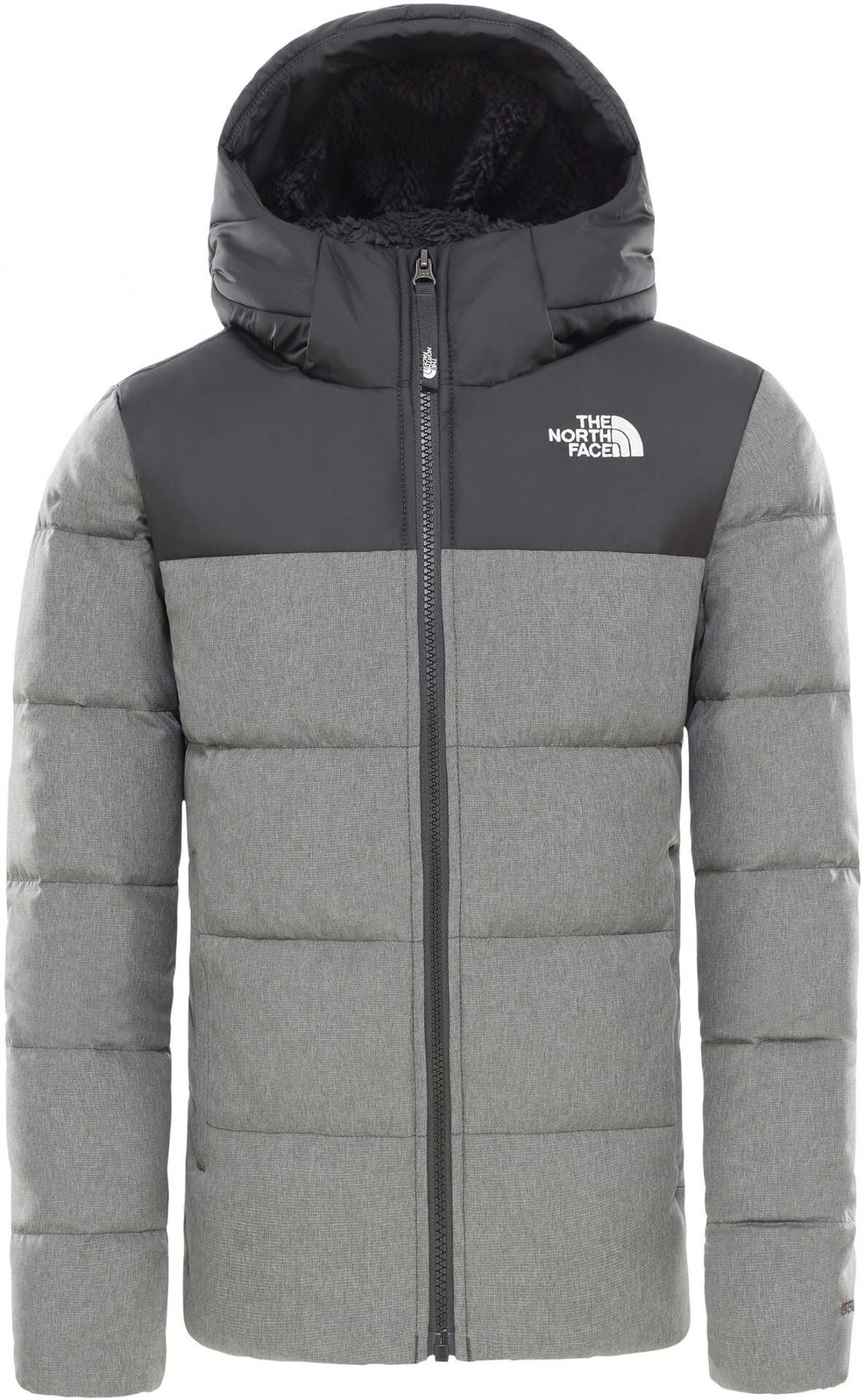 The North Face Boys Moondoggy 2.0 Hoody Colorblock / Grau, Jungen Daunen Jacken, Größe M - Farbe TNF Medium Grey Heather