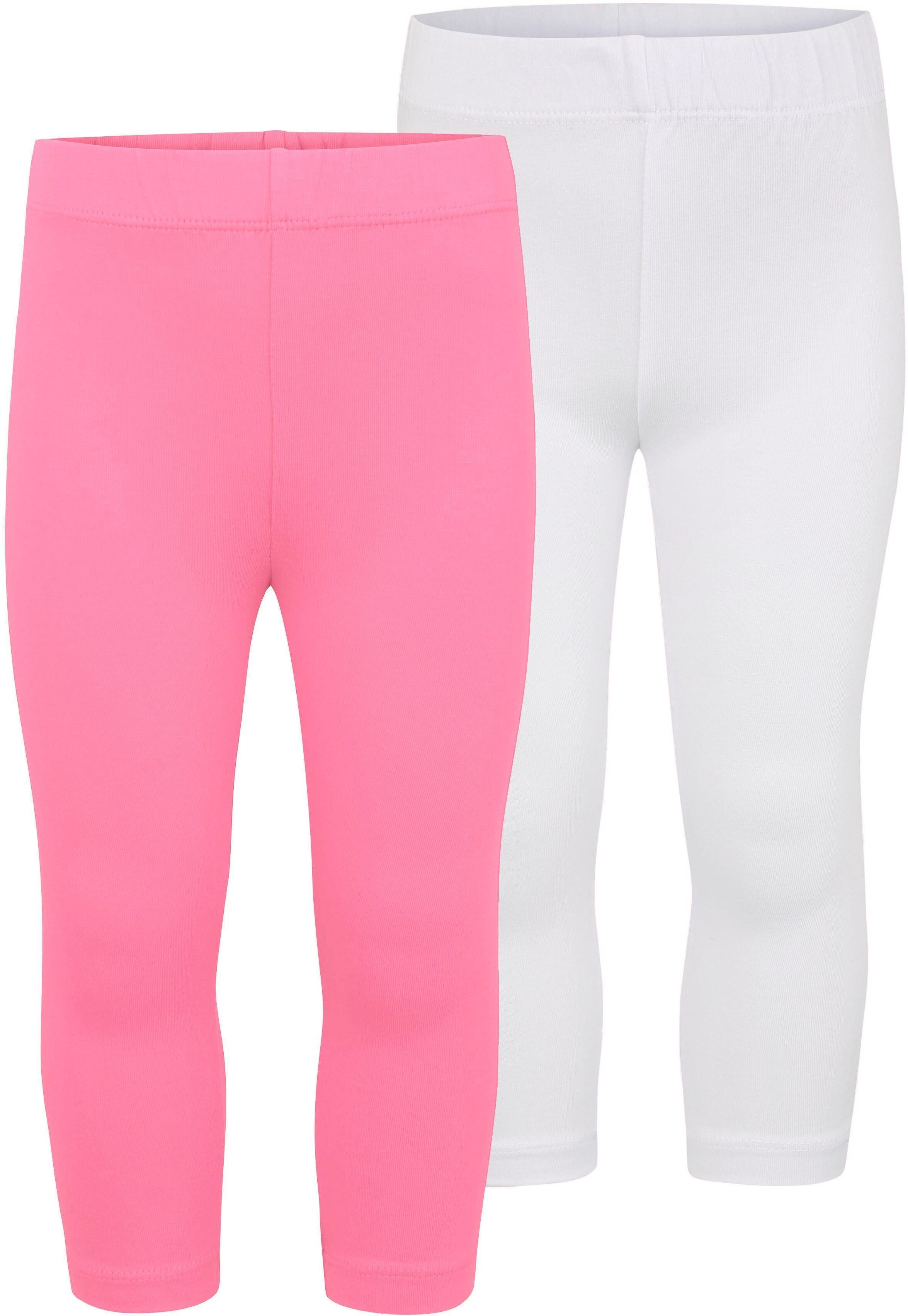 KIDSWORLD Leggings (2er-Pack) in 3/4 Länge, rosa   weiß