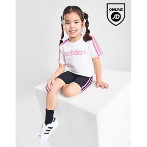 adidas Girls' Linear T-Shirt/Shorts Set Children, White