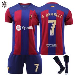23-24 O.Dembele 7 New Barcelona New Season Trøje Seneste Voksne Børn Fodboldtrøje Kids 24(130-140cm)